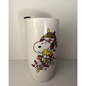 SNOOPY Christmas Travel‎ Mug/ Tumbler 16 oz   Stoneware Peanuts  2019